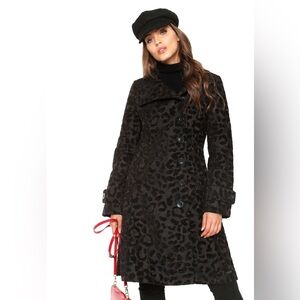 Desigual Animal Print Winter Jacket Coat size 42 in black